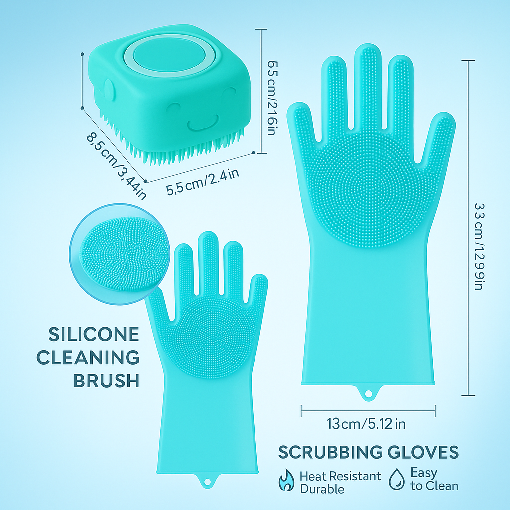 Silicone Dog Bath Brush/Free Pet Massage Glov🧤