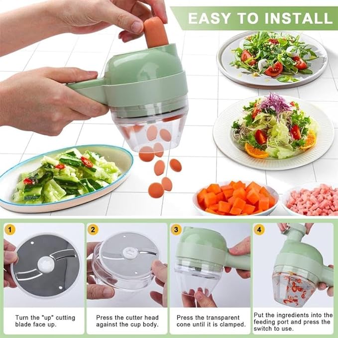 4 in 1 Portable Electric Vegetable Cutter Set