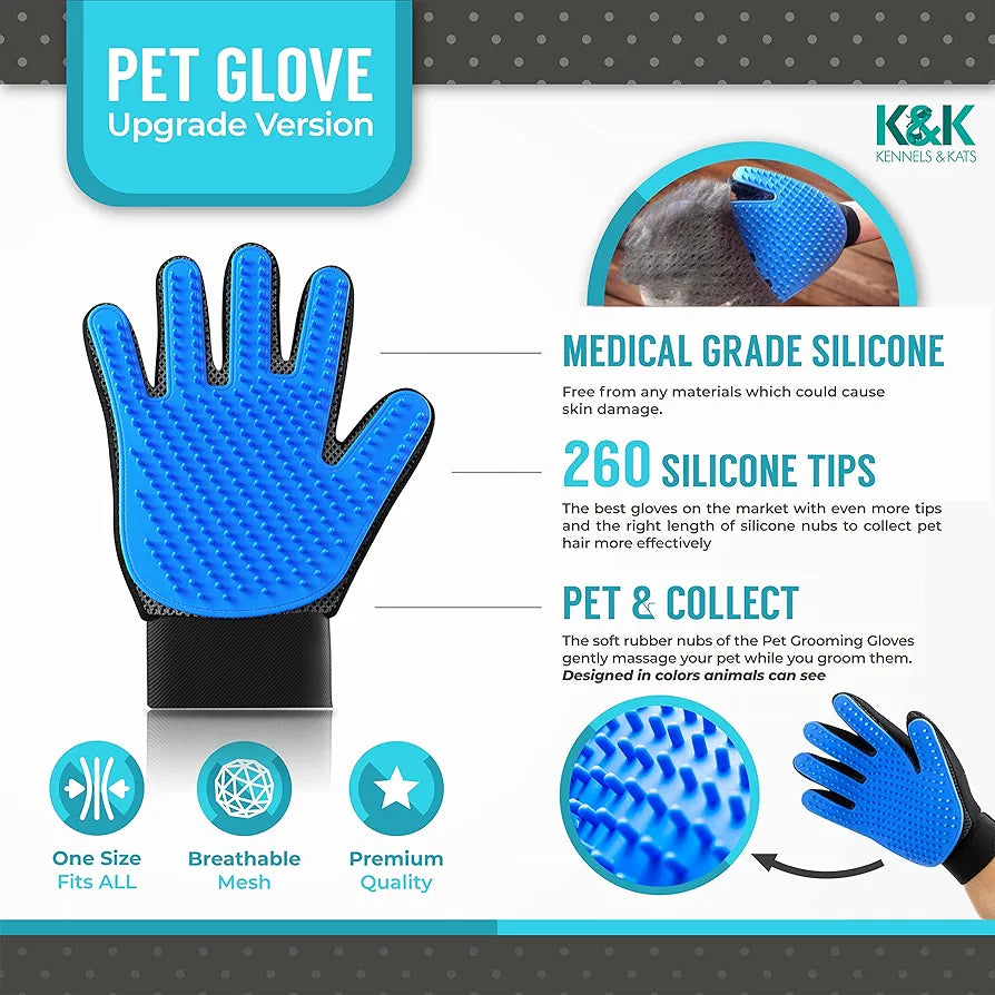 2 in 1 Pet Grooming Gloves