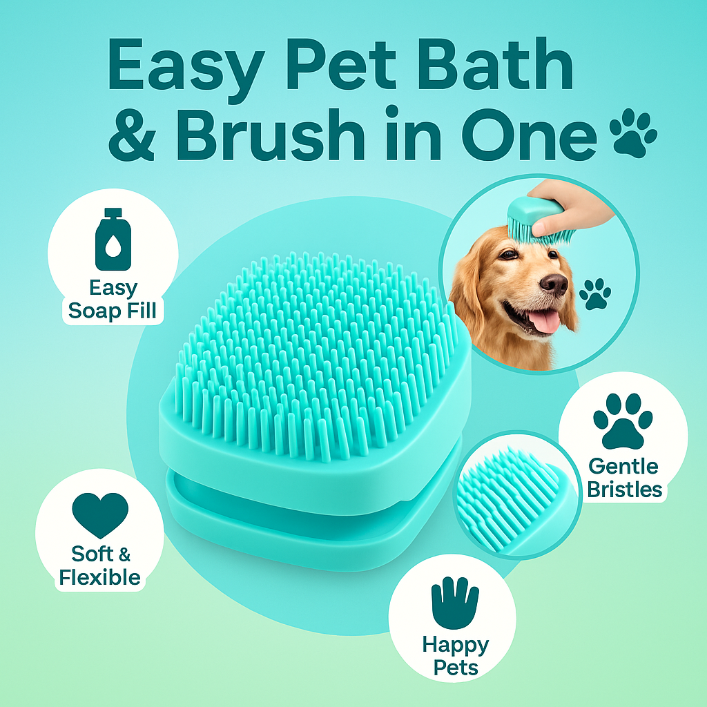 Silicone Dog Bath Brush/Free Pet Massage Glov🧤