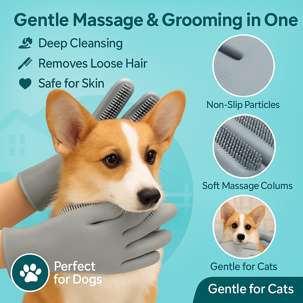 Silicone Dog Bath Brush/Free Pet Massage Glov🧤